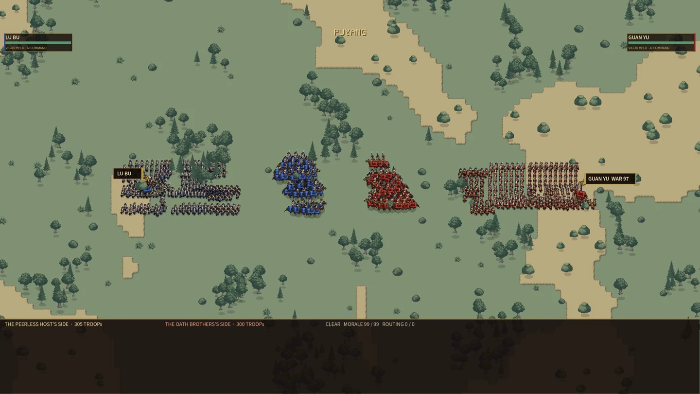 Army formations advancing across the Three Kingdoms battlefield